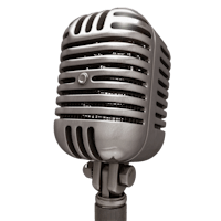 a vintage microphone on a black background